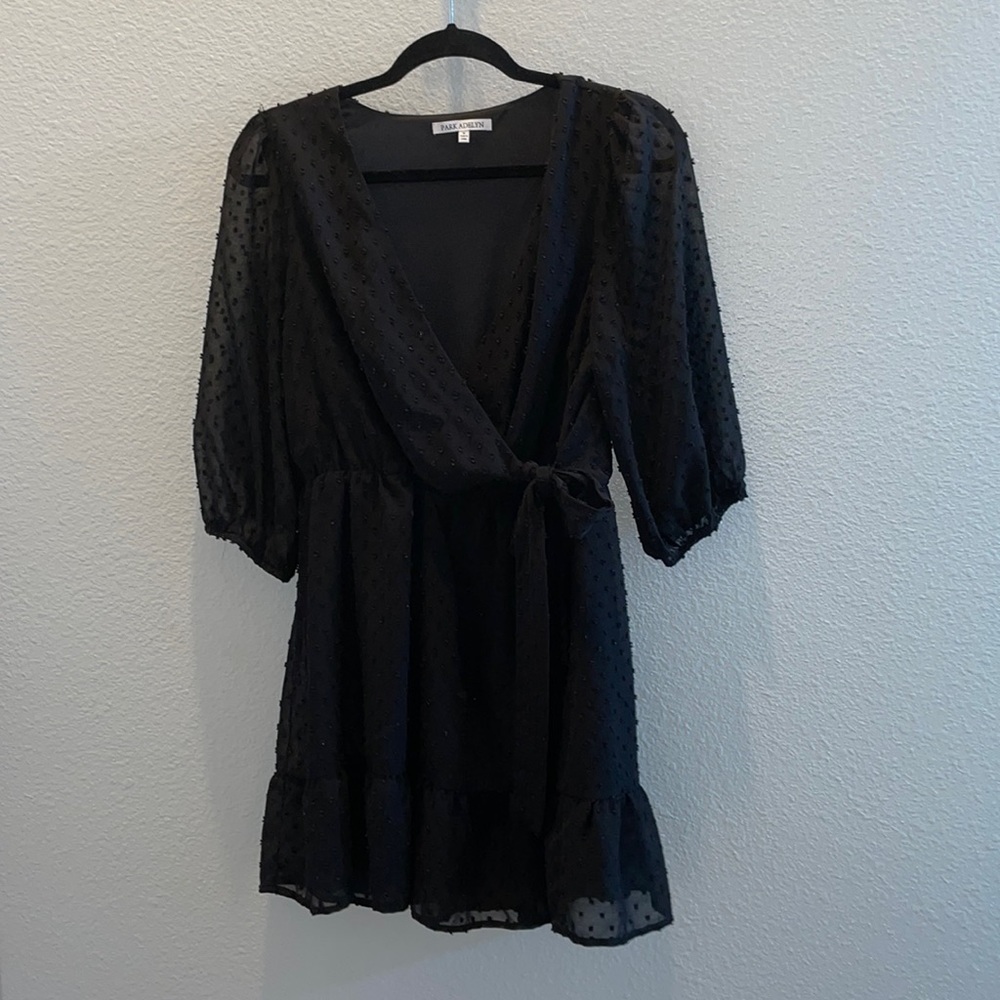 Beautiful see through long sleeves  black dress